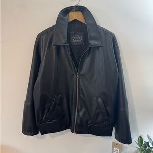 Levi's Women's Faux Leather Midweight Bomber Jacket, Black, Sz 1X, NWT